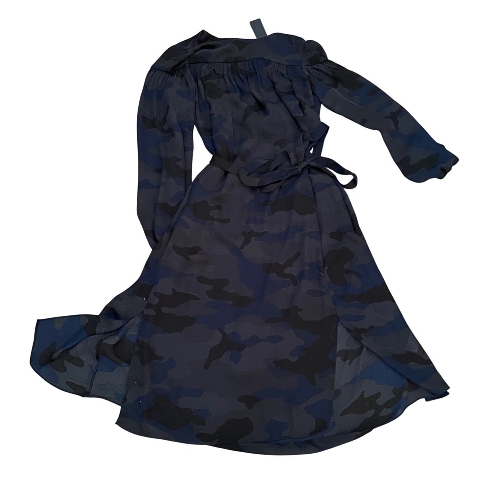 Banana Republic NWT Navy Camouflage Long Sleeve Tie Waist Camo Dress 0